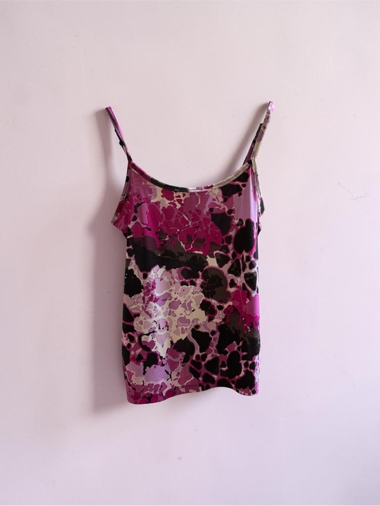 Fashion Bug Tops - Fashion Bug Pink & Black Abstract Print Camisole